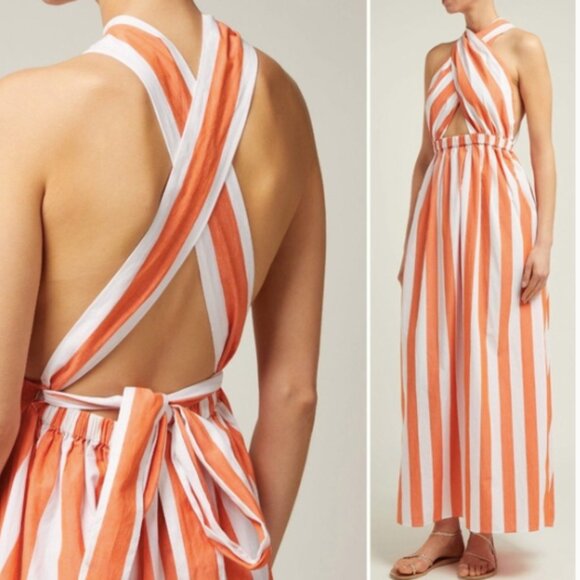 Mara Hoffman Orange and White Striped Maxi Dress - Picture 3 of 6
